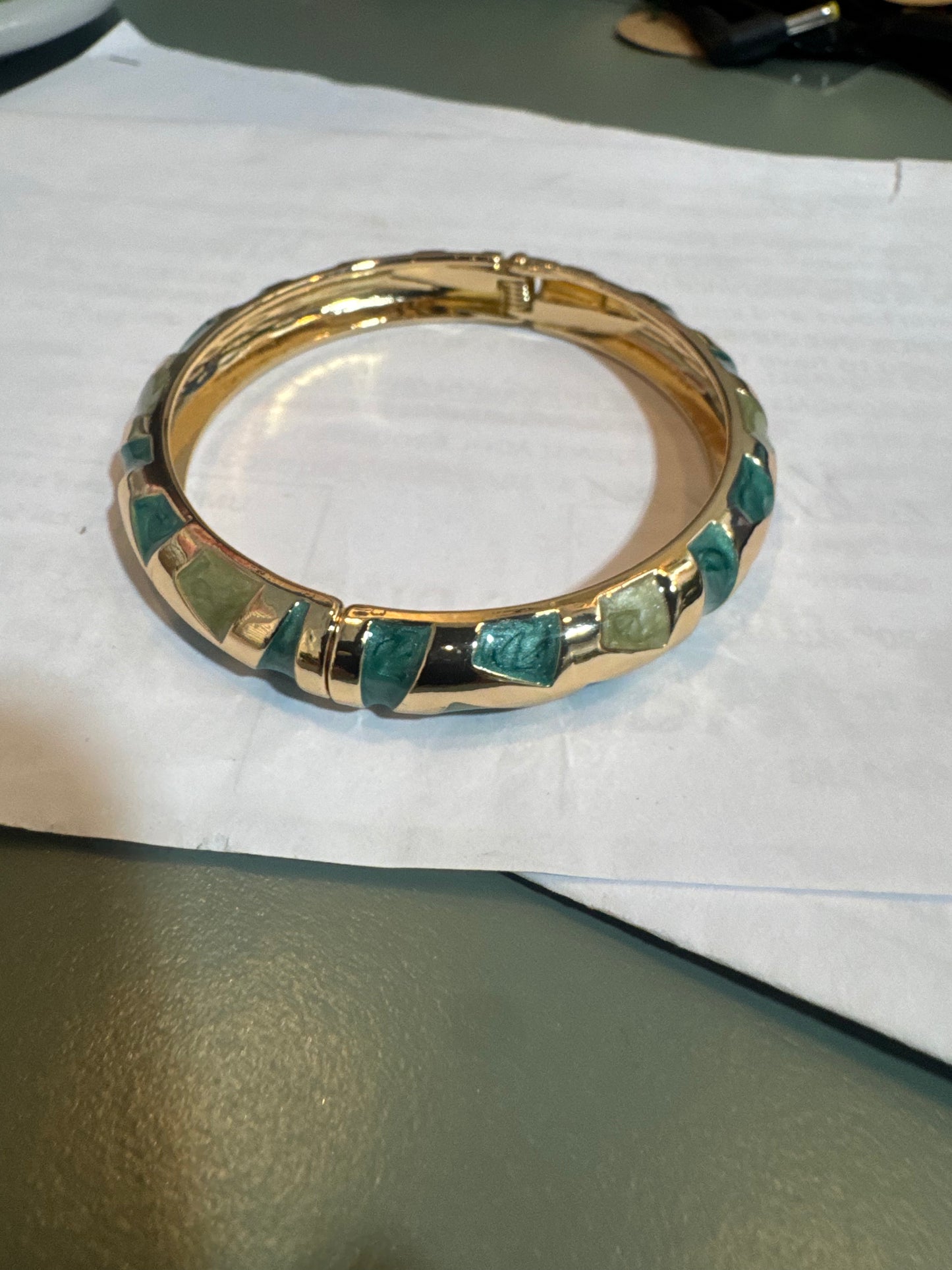 Green/Gold Small Bangle Bracelet
