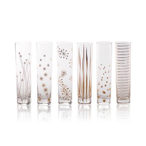 La Fete Golden Decal Champagne Flutes-