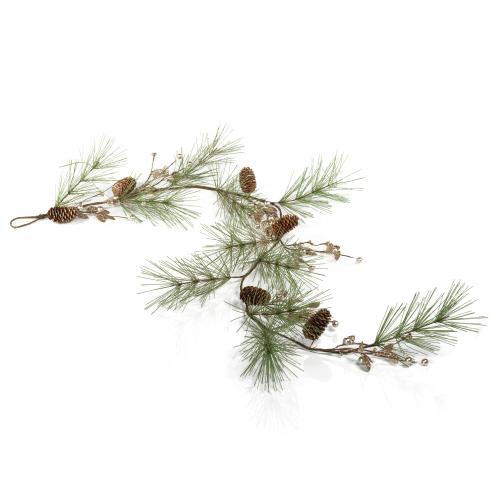 Needle Pine Garland w/Glitter Branches/ Pinecones