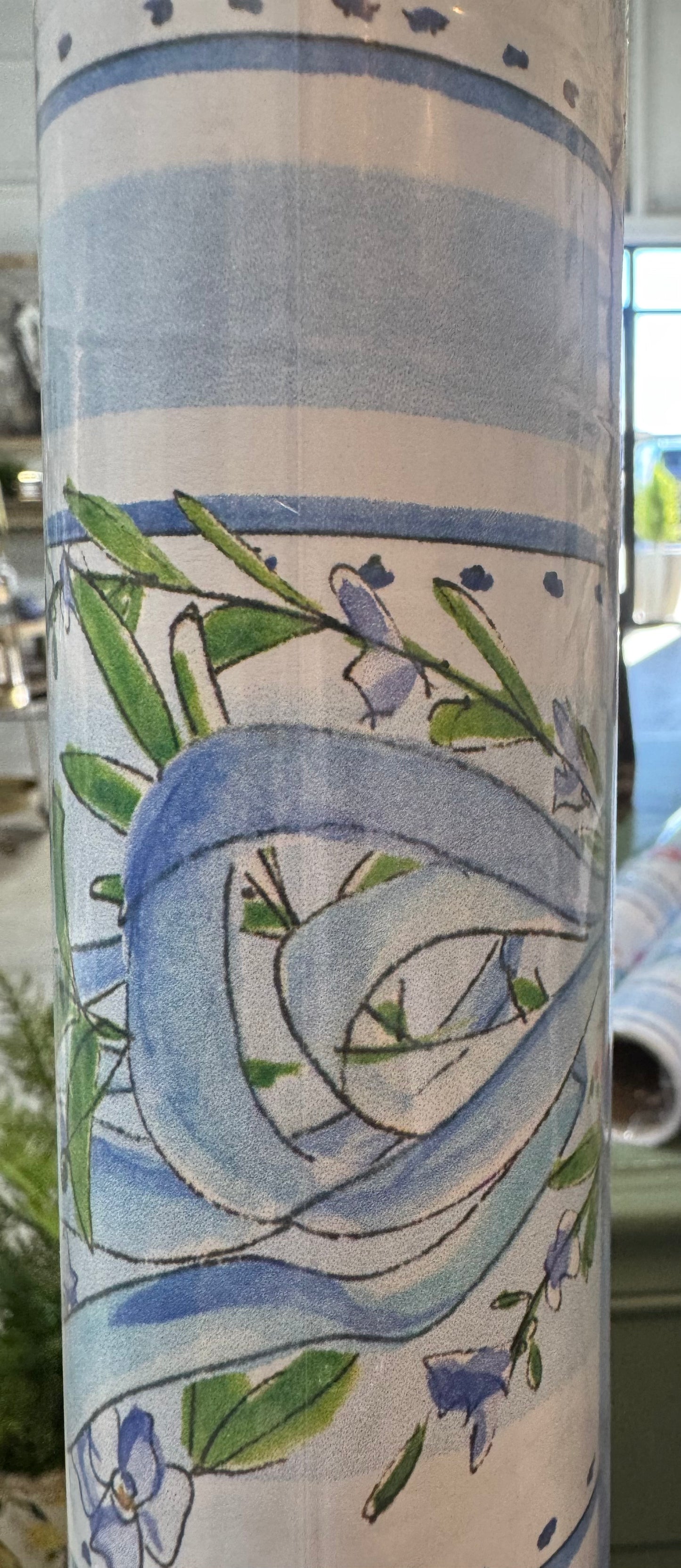Table Runner Blue Bows and Floral Stripes