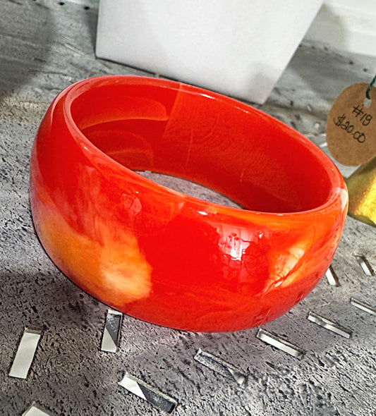 Wide Orange Acrylic Bracelet