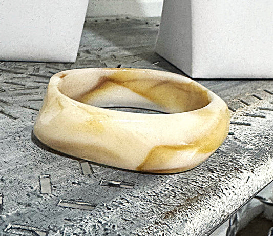 Cream & Tan Acrylic Bracelet