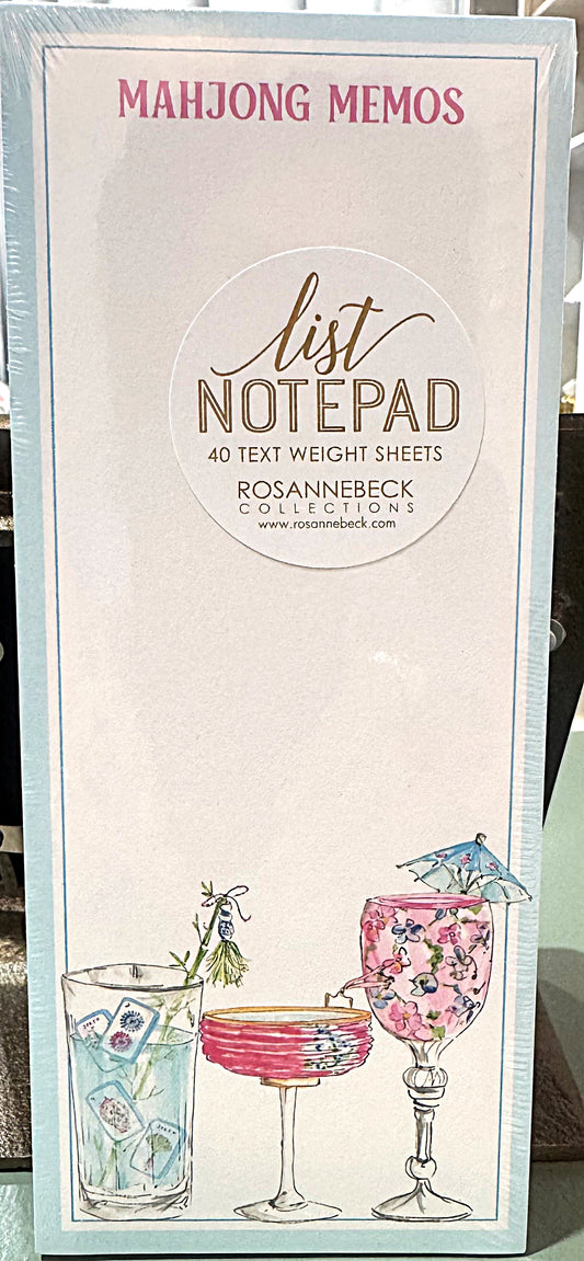 Skinny NotePad Handpainted Mahjong Cocktails Mahjong Memos