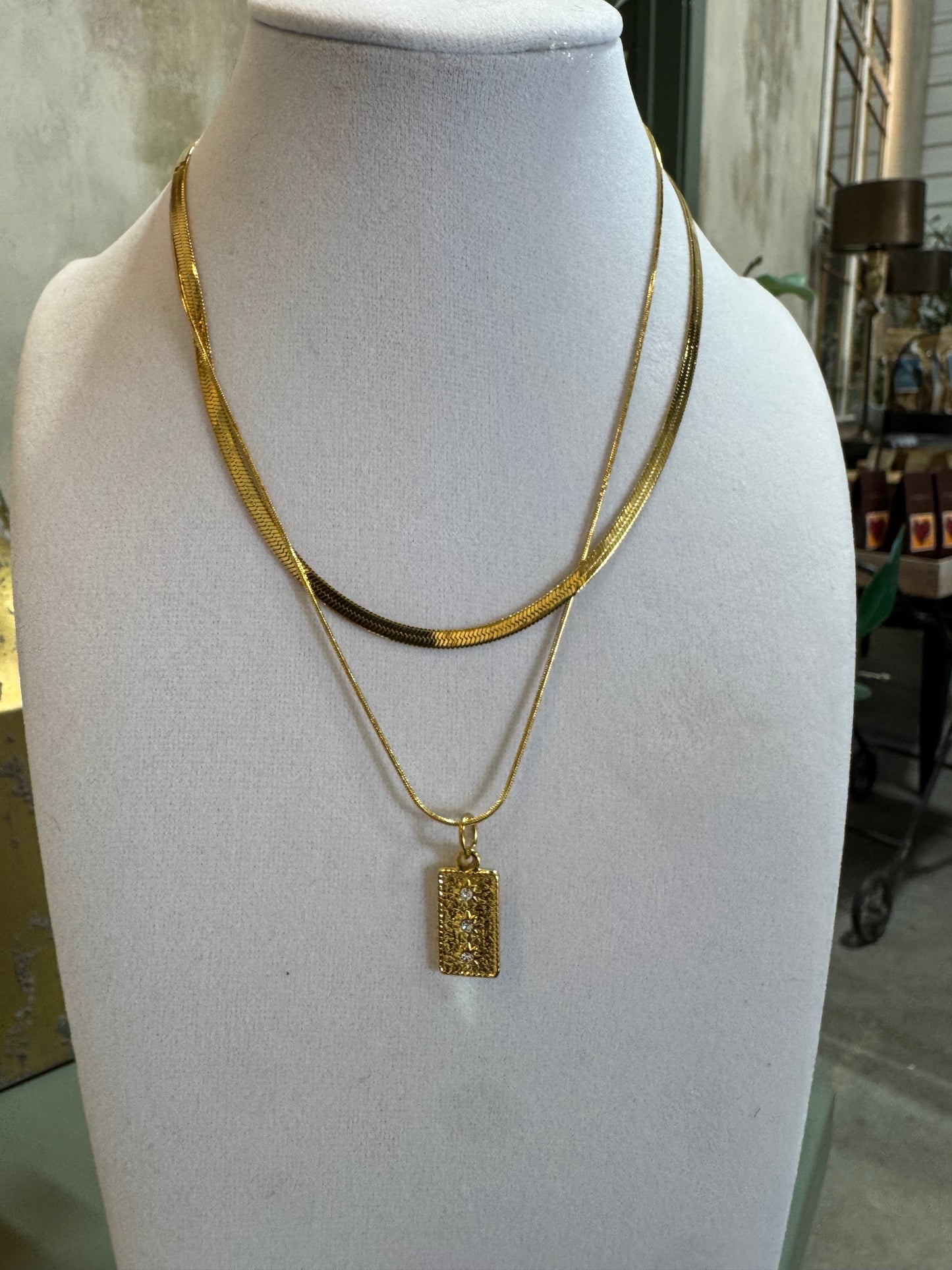Gold Waterproof Layered Necklace Leah