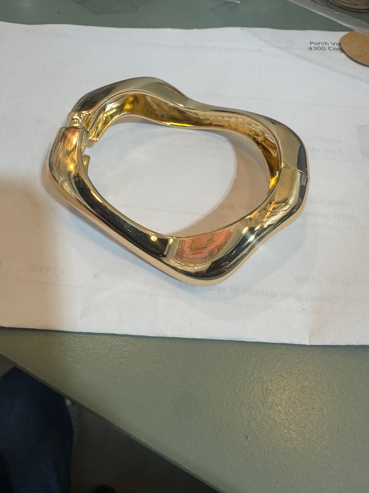 Small Gold Wave Bangle Bracelet