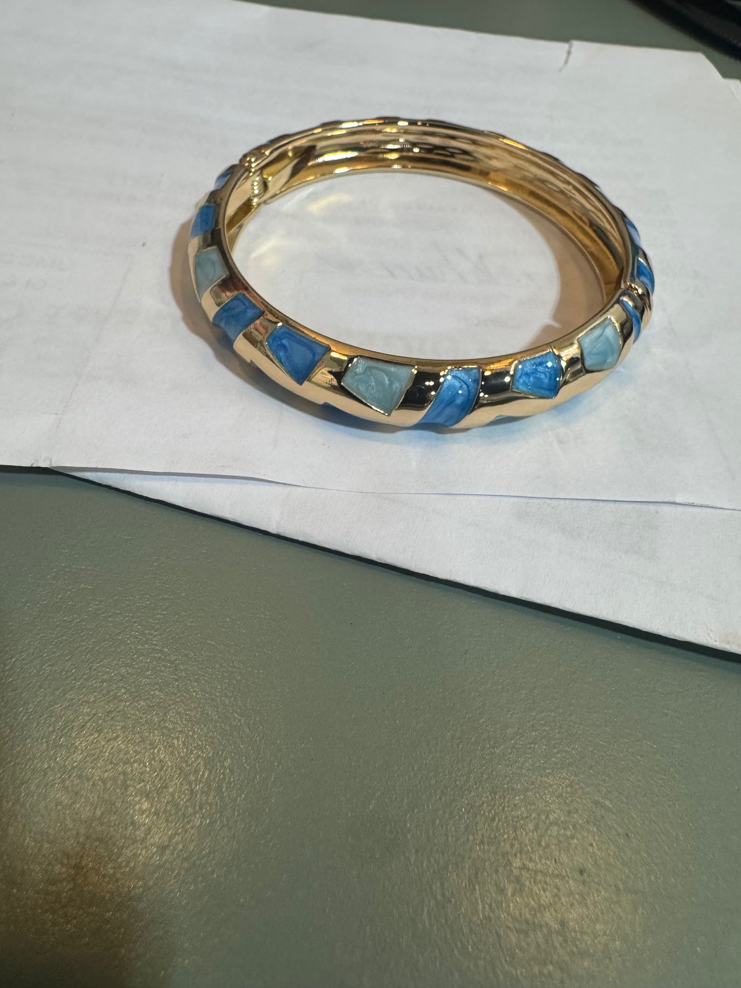 Blue/White/Gold Bangle Bracelet