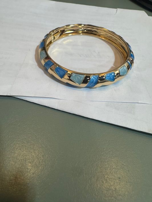 Blue/White/Gold Bangle Bracelet