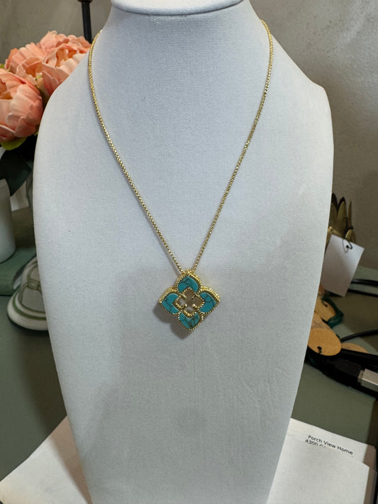 18" Turquoise Clover Necklace