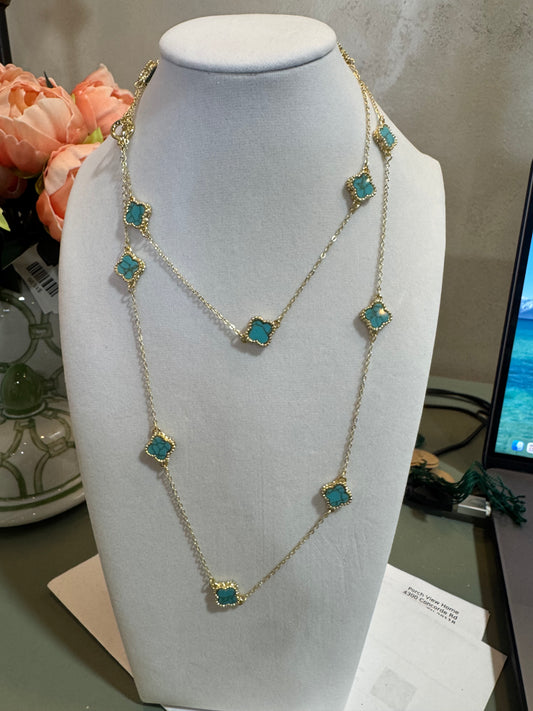 36" Turquoise Small Clover Necklace