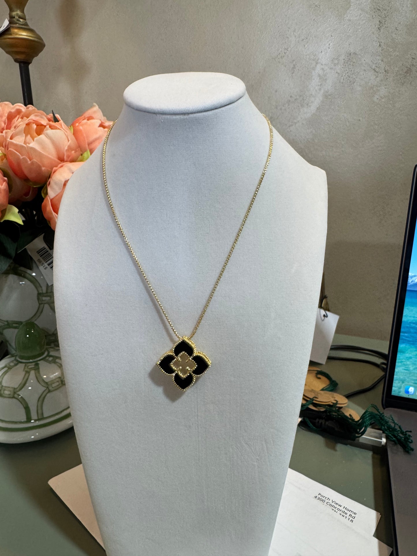 18" Black Clover Necklace