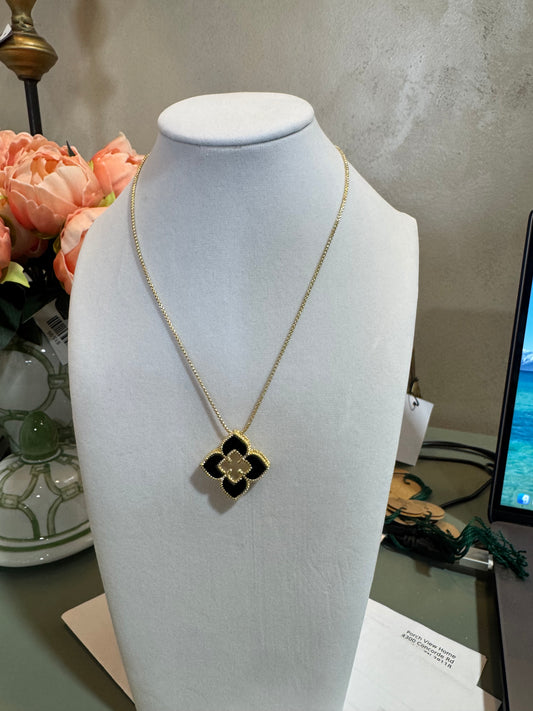 18" Black Clover Necklace