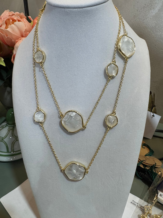 36" Gold/Pearl Circle Necklace