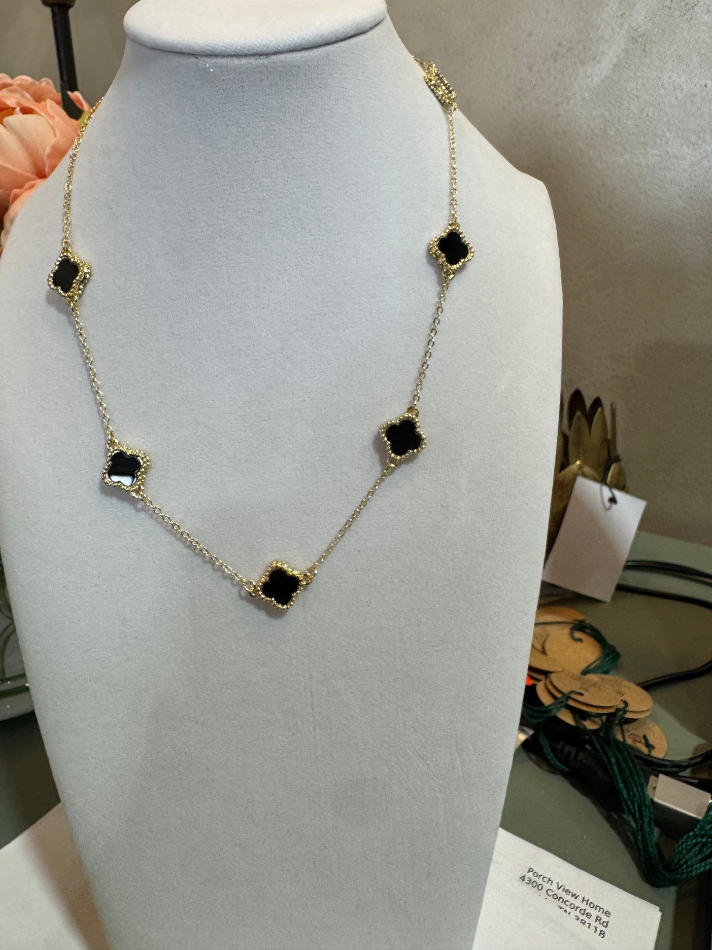 16" Black Clover Necklace