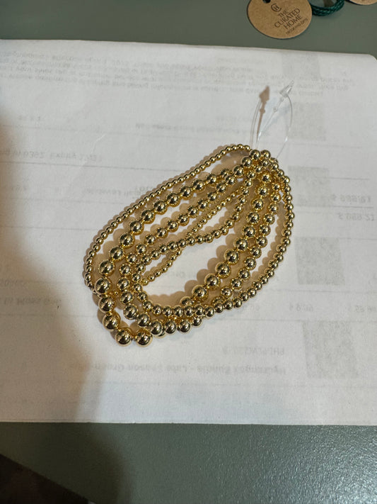4 Piece Gold Ball Bracelet