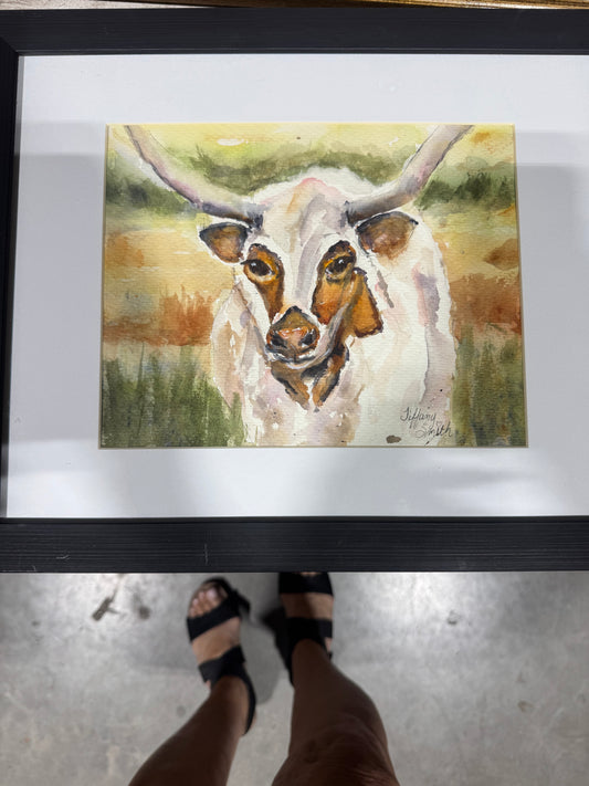 Longhorn Watercolor Painting