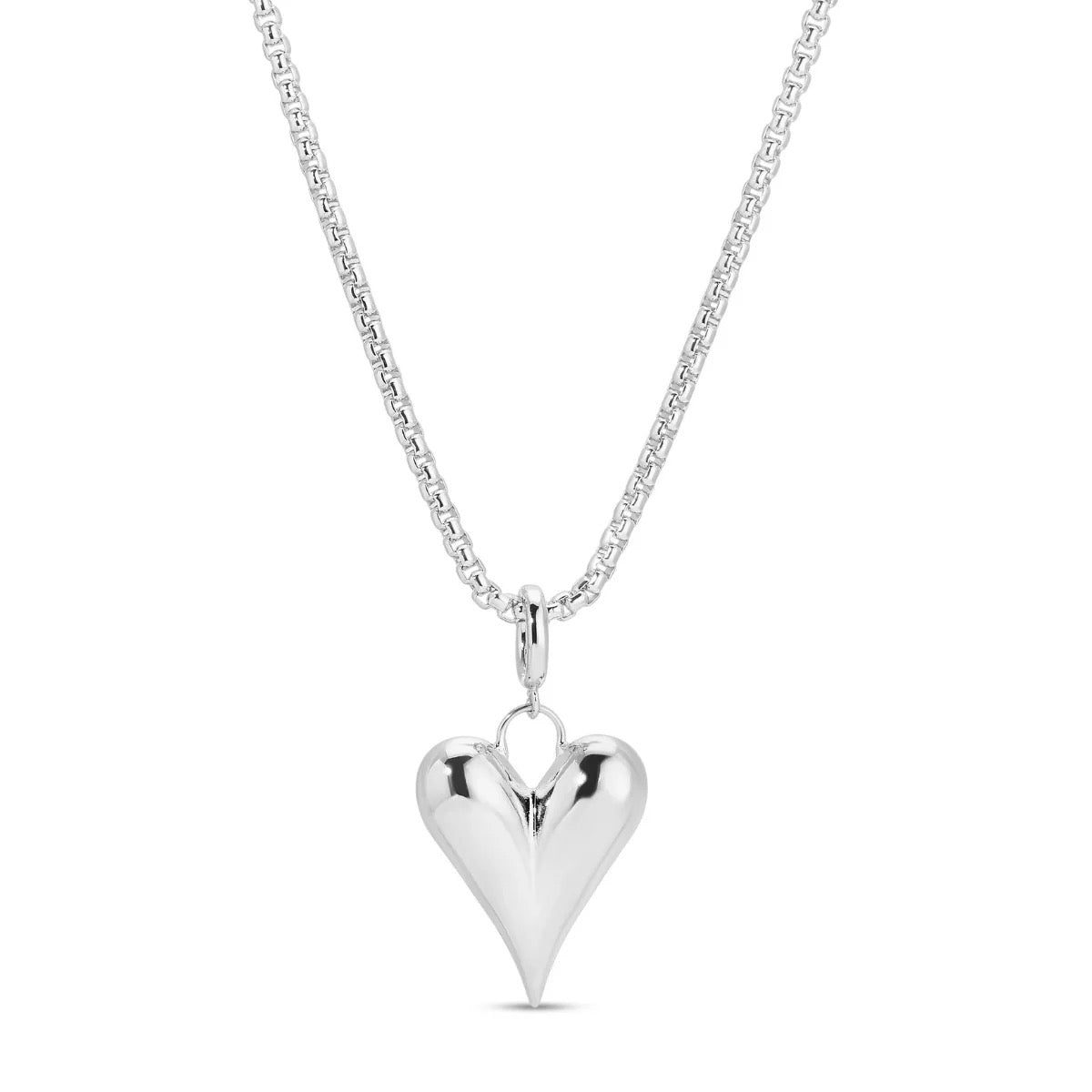 necklace long or doubled up heart necklace silver