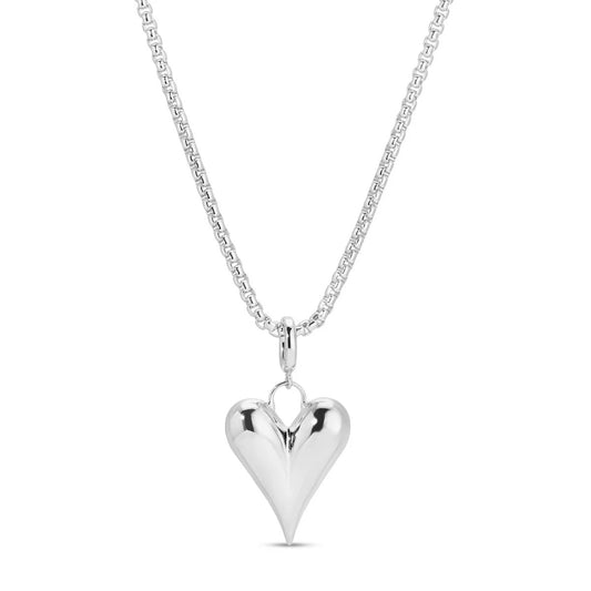 necklace long or doubled up heart necklace silver