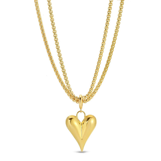 Necklace-long or doubled up bubble heart gold