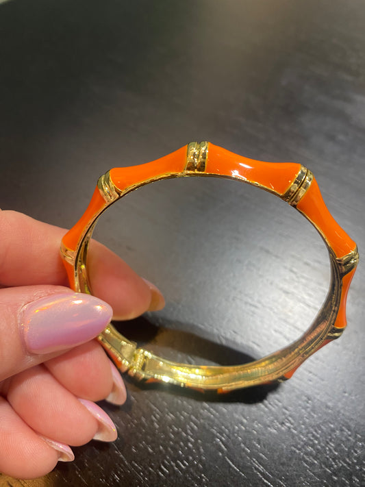 orange and gold bamboo enamel bracelet