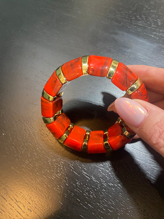 red and gold stretchy bracelet
