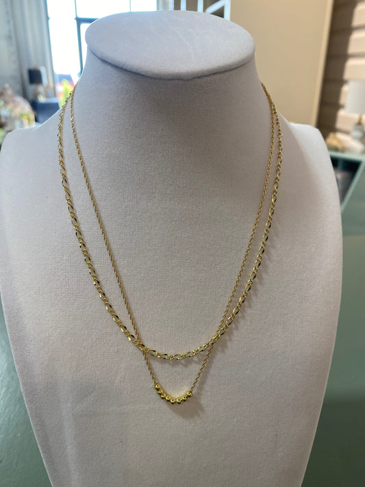 necklace-double layer figure 8 chain beads