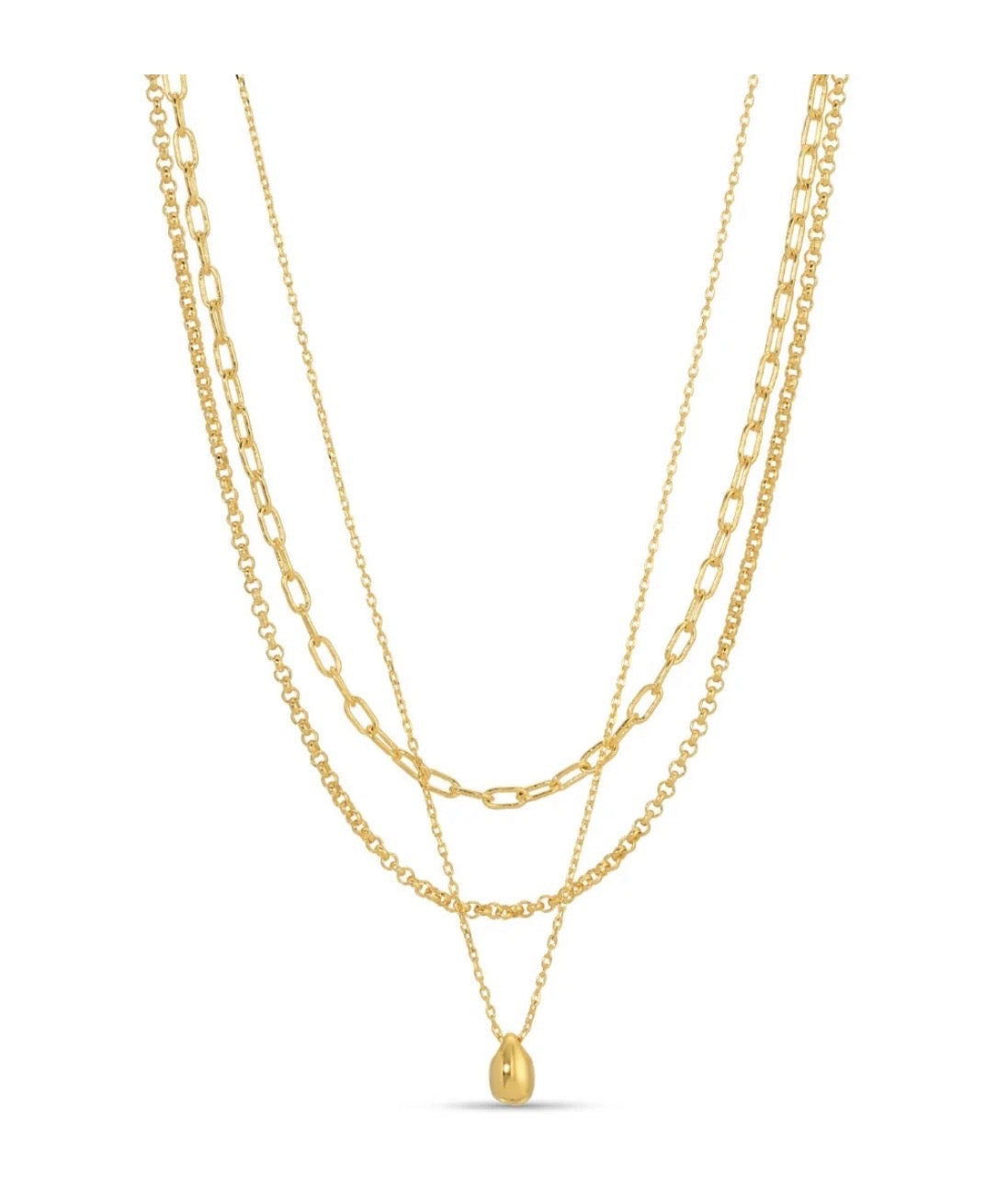 Necklace - Triple Layered with Petite Teardrop