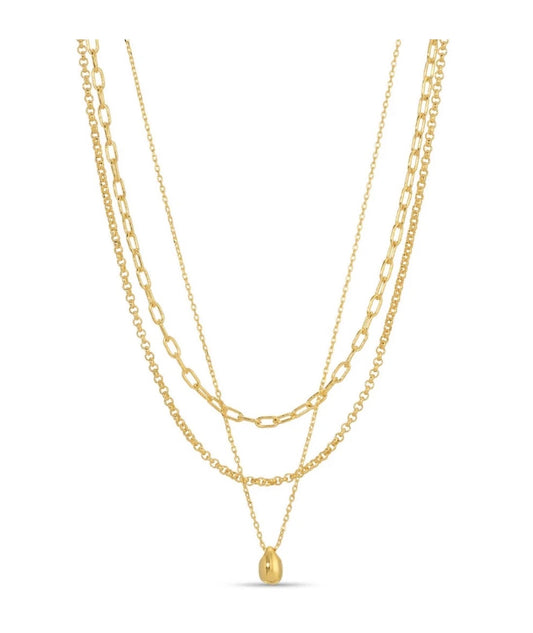 Necklace - Triple Layered with Petite Teardrop