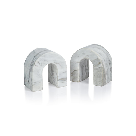 Marquino Set /2 White Marble Bookend