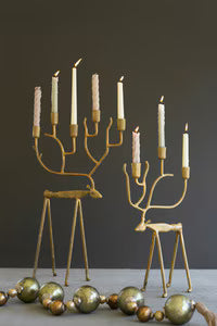 Christmas Large Antique Gold Forged Iron Christmas Der Candelabras