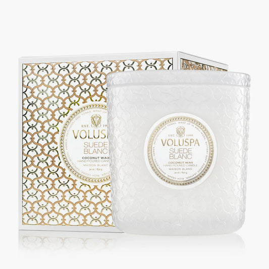 Voluspa Suede Blanc 30oz 3 wick candle
