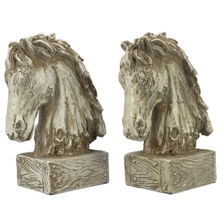 Horsehead Wood-Like Carving Bookends