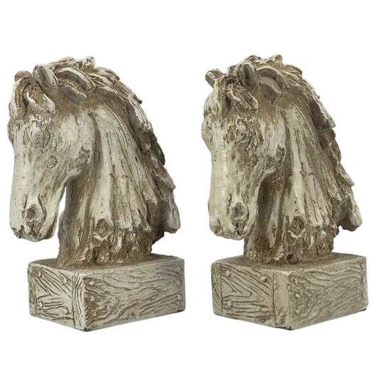 Horsehead Wood-Like Carving Bookends