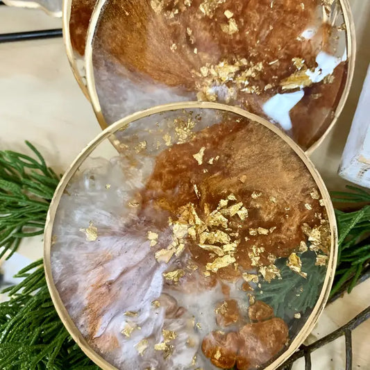 Perfectly Round Coasters  Copper Set of 4