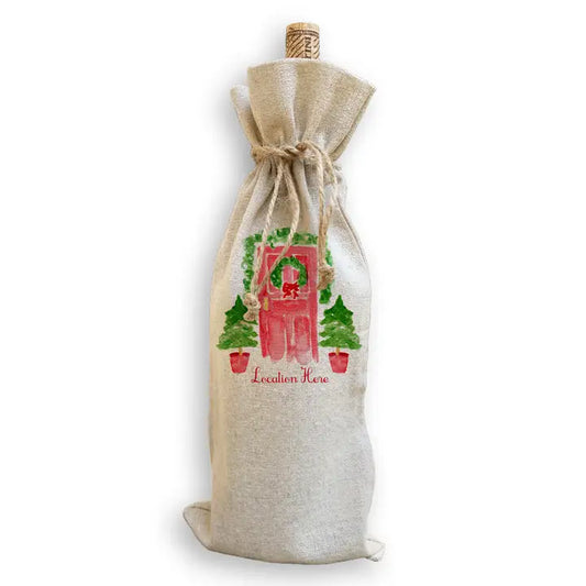 Holiday Red Door with Location Wine Bag, -