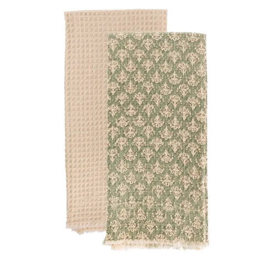 Sage Damask Tea Towels (2)