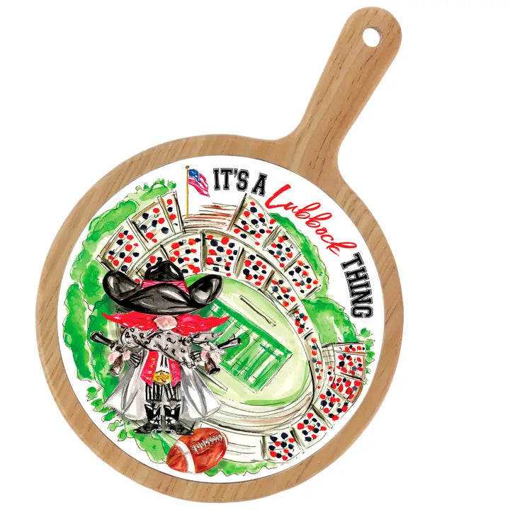 Red Raider Stadium Collegiate Bamboo & Ceramic Cheese Board