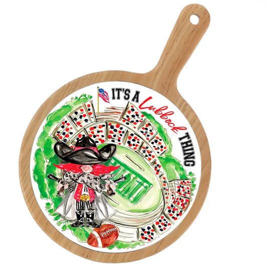 Red Raider Stadium Collegiate Bamboo & Ceramic Cheese Board