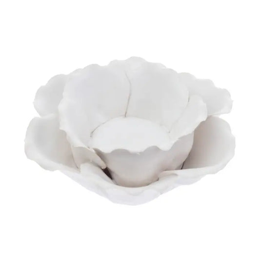 white flower tealight candle holder