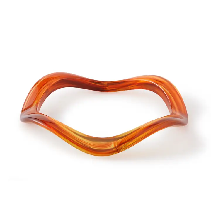 Wavy Polyresin Bangle Bracelet Brown