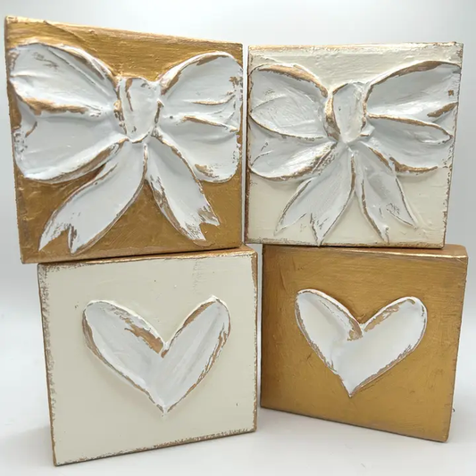 Heart Mini Block with Gold Background