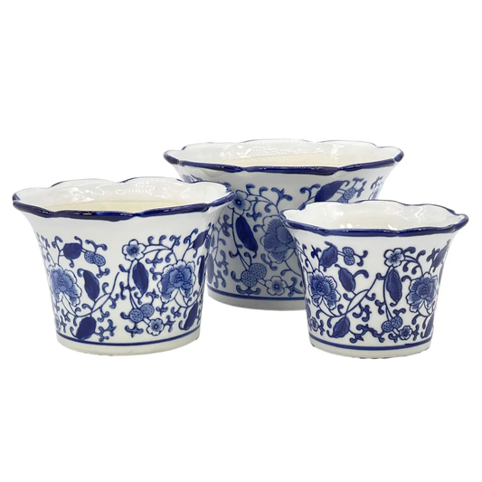 4.5" Ceramic Chinoiserie Planter Pot