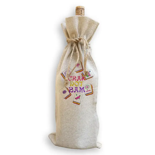 Pink Yellow and Purple Mahjong Tiles Wine Bag