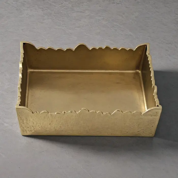 Cut Edge, Gold, Square Napkin Box
