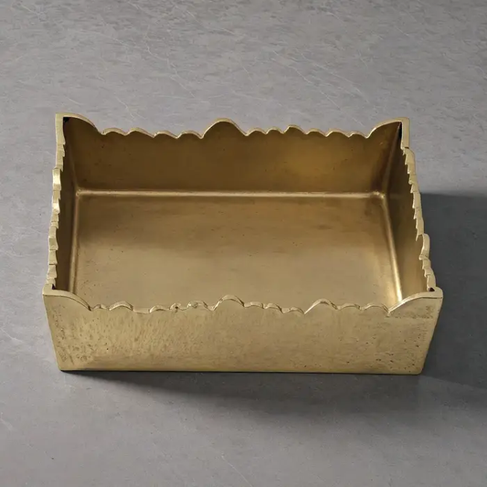 Cut Edge, Gold, Square Napkin Box