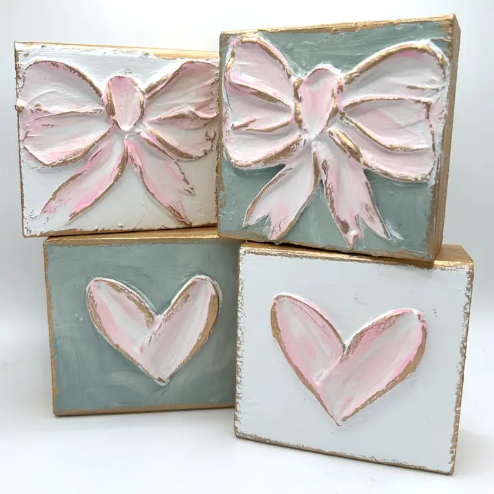 Heart Mini Block Pink Heart White Background