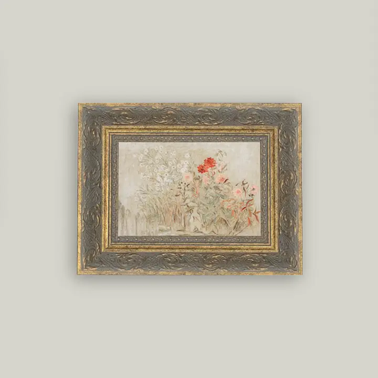 Small Garden Framed Antique Art 7x5