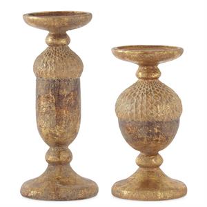Short Gold & Bronze Textured Resin Acorn Candleh