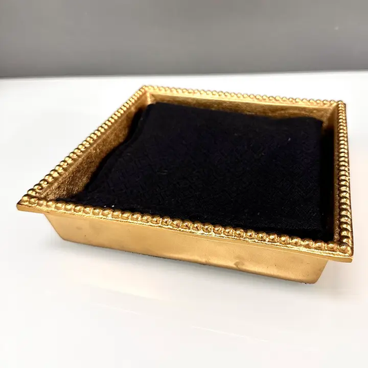 Textured Gilded Beaded Border Lunch Napkin Holder/Tray