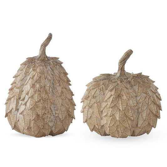 Tall Brown Resin Leaf Pumpkin