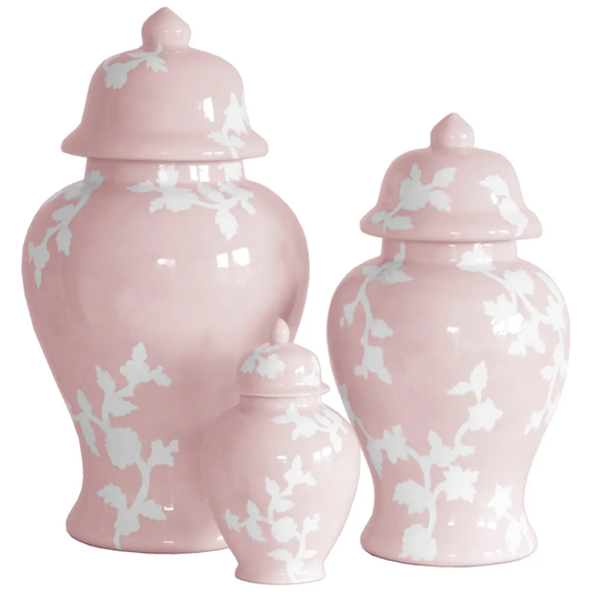 Large Pink Cherry Blossom Chinoiserie Ginger Jar